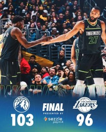 NBA｜湖人96-103森林狼，季后赛遗憾出局！詹东合砍50分，戈贝尔27分24板
