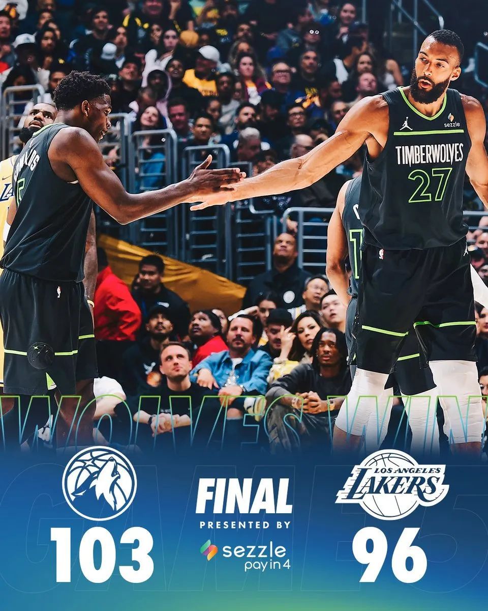 NBA｜湖人96-103森林狼，季后赛遗憾出局！詹东合砍50分，戈贝尔27分24板  第1张