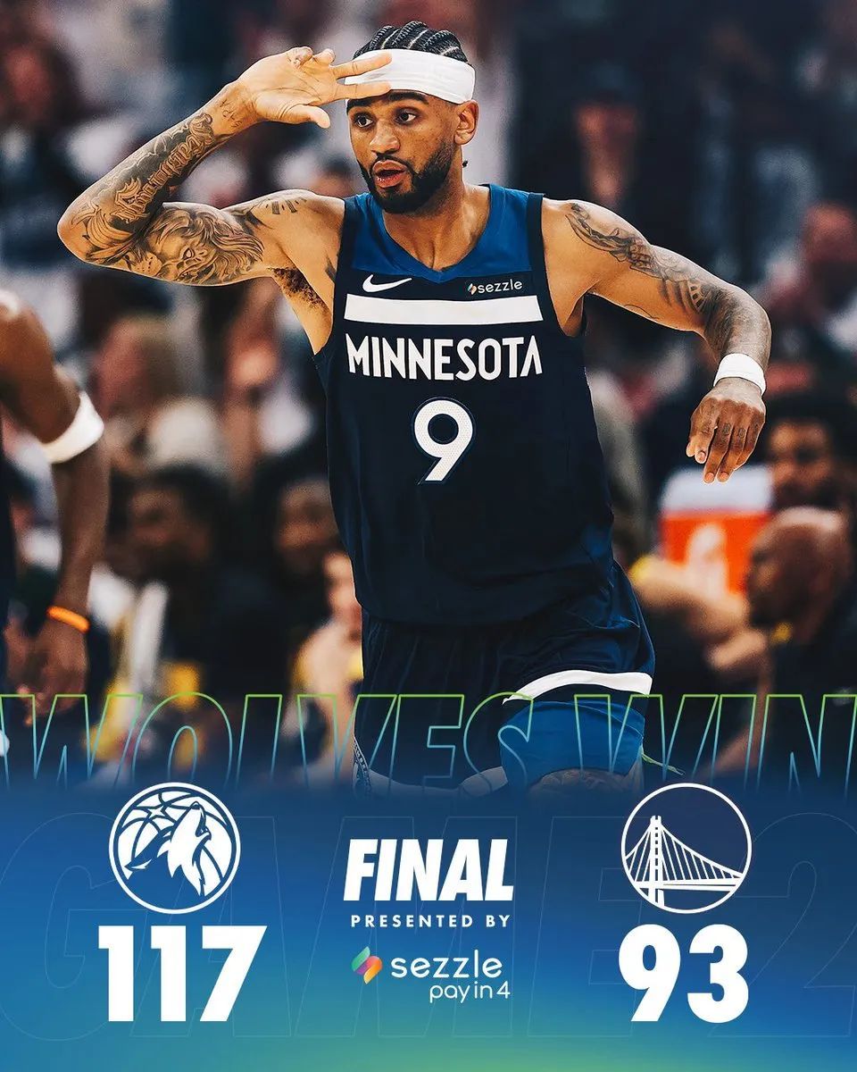 NBA｜森林狼轻取勇士追平大比分，爱德华兹带伤20+9，库里缺阵  第3张